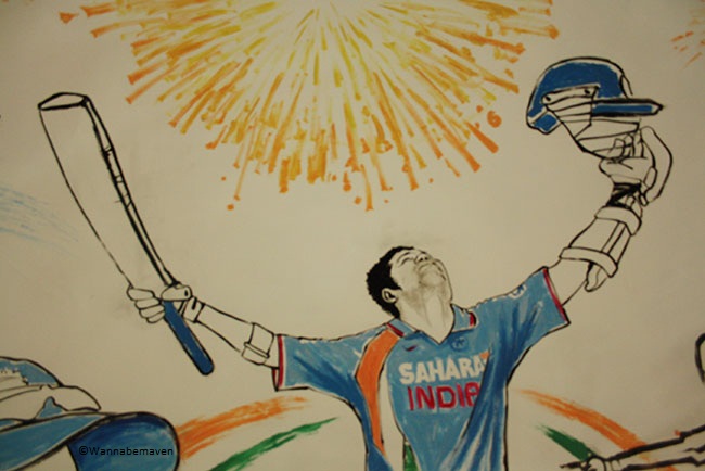 A Sachin Tendulkar caricature - sahara cricket gaurav point